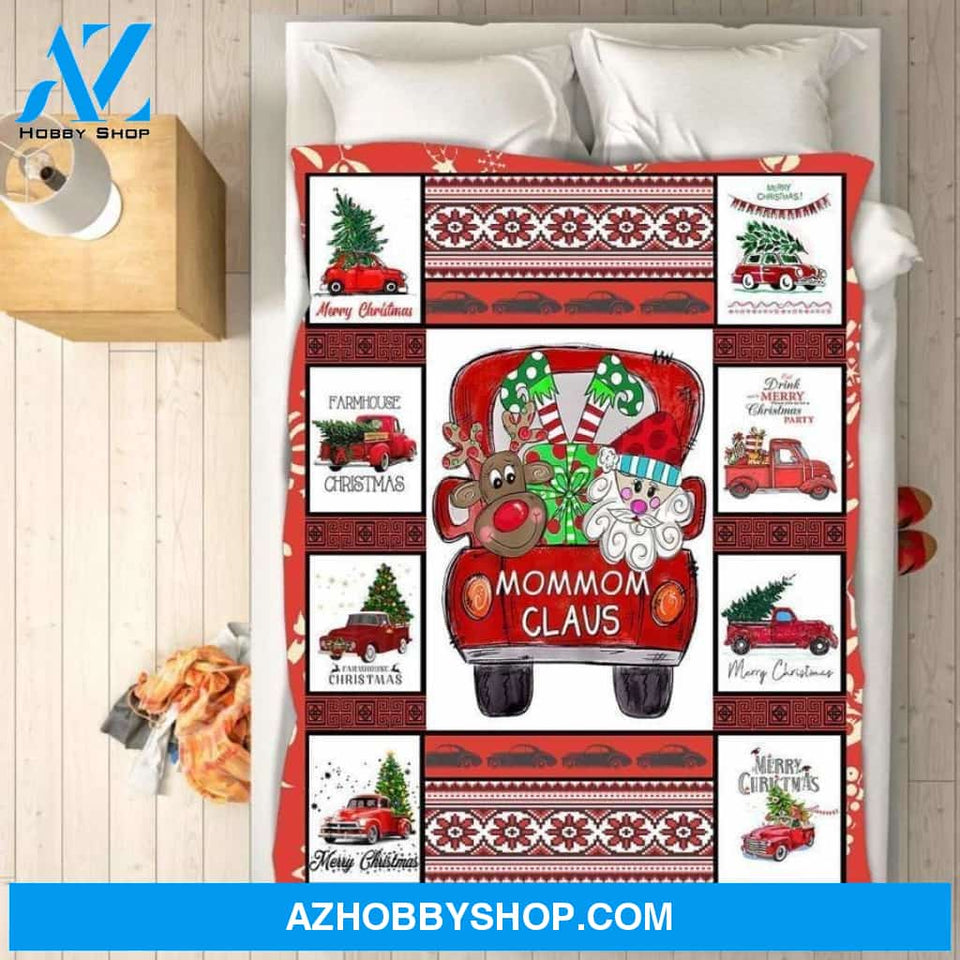 Fleece Blankets - Mommom Claus Christmas Fleece Blanket - Fleece Blankets Family Gift Ideas
