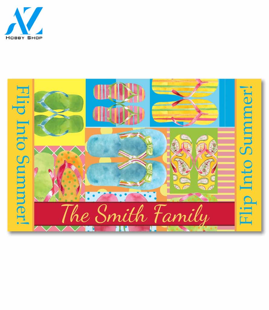 Flip Into Summer Personalized Doormat - 18" x 30"