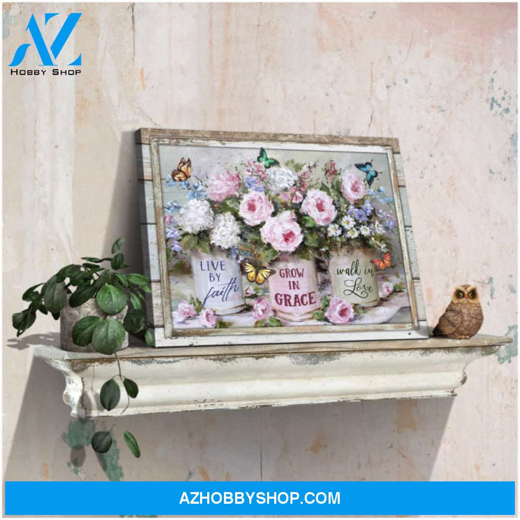 Floral and Butterflies Wall Art Decor Canvas Live by faith Ohcanvas