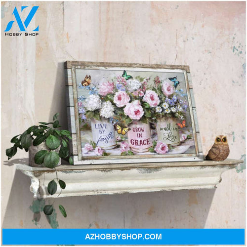 Floral and Butterflies Wall Art Decor Canvas Live by faith Ohcanvas