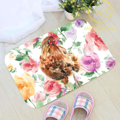 Floral Chicken Doormat | Colorful | Size 8x27'' 24x36''