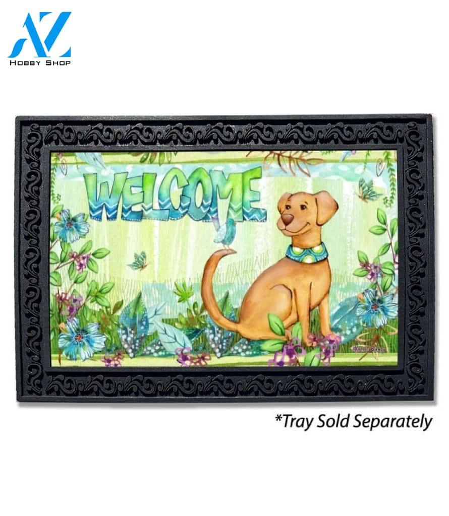 Floral Dog Welcome Doormat - 18" x 30"