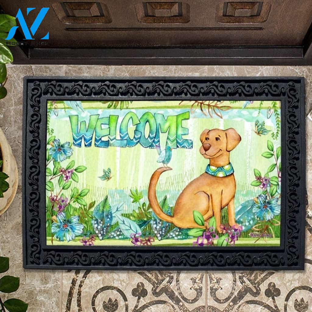 Floral Dog Welcome Doormat - 18