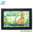Floral Dog Welcome Personalized Doormat - 18" x 30"