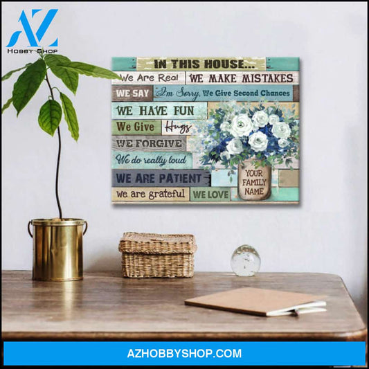 Ohcanvas Floral In this House We are grateful We love Custom Family Name Wall Art Decor