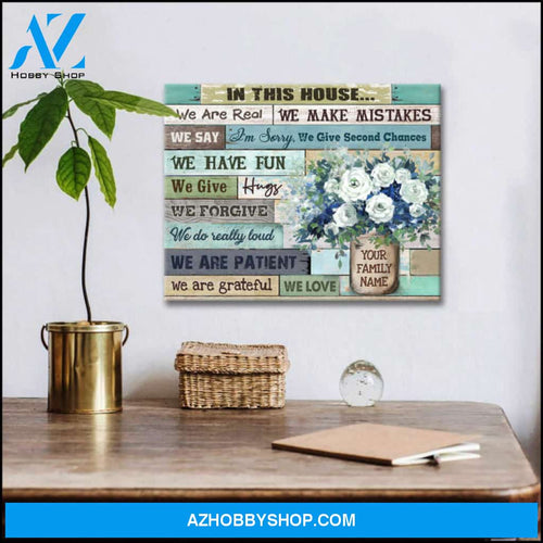 Ohcanvas Floral In this House We are grateful We love Custom Family Name Wall Art Decor