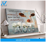 Floral Mason Jars and Cute Cow Life moments make the best memories Farm Canvas Wall Art Decor
