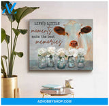 Floral Mason Jars and Cute Cow Life moments make the best memories Farm Canvas Wall Art Decor