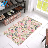 Floral Pink Butterfly Print Rubber Doormat