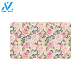 Floral Pink Butterfly Print Rubber Doormat