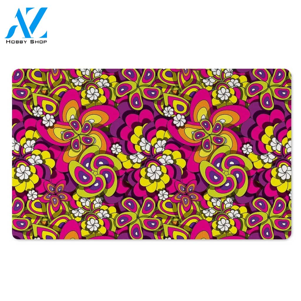 Floral Trippy Door Mat