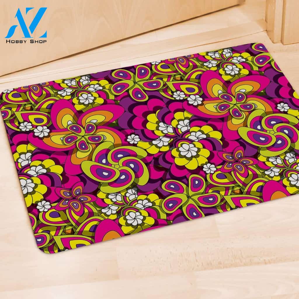 Floral Trippy Door Mat