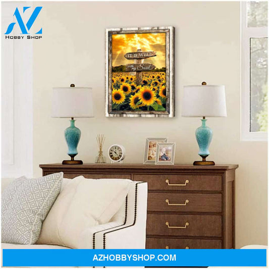 Floral Wall Decor Christian Wall Art Sunflower Field It Is Well With My Soul Canvas Print