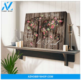 Floral Wall Decor Farmhouse World Map Butterfly Be Kind Canvas Print