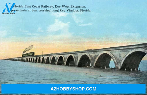 Florida View Of The Key West Extention Of The Fl East Coast Railroad Vintage Halftone