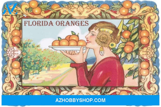 Florida - Woman And Orange Grove - Vintage Poster ( Fine Art Giclee Gallery Print Home Wall Decor Artwork Poster)