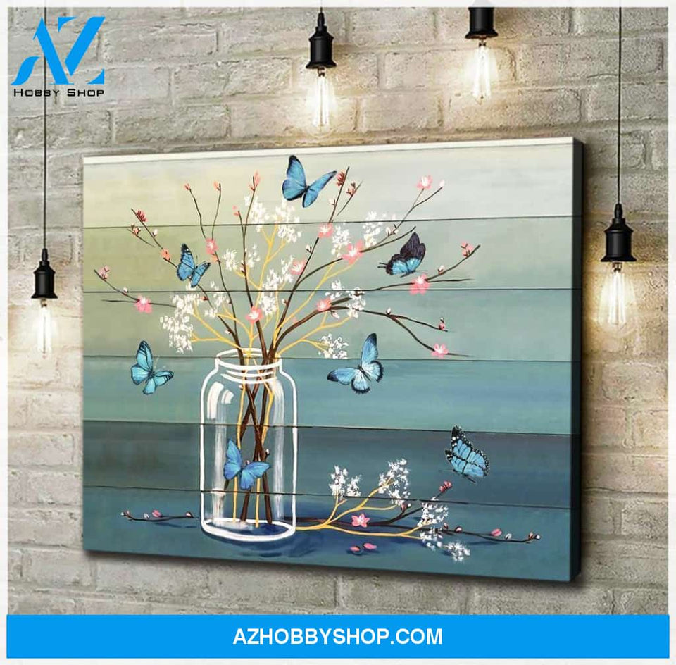 Flower Butterfly Wall Art Canvas