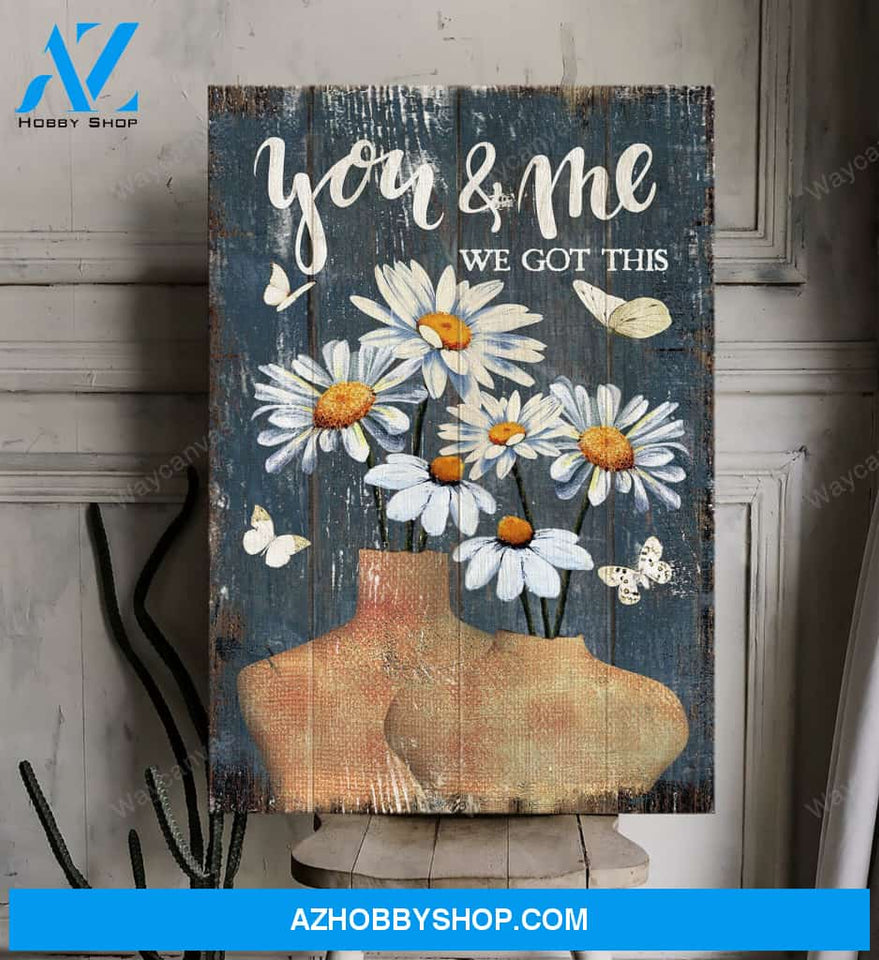 Flower couple - You & me We got this - Couple Portrait Canvas Prints - Wall Art