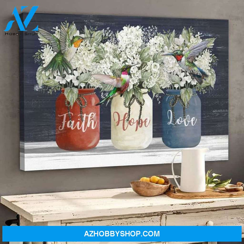 Flower Hummingbird Faith Hope Love Poster Canvas Wall Decor Visual Art