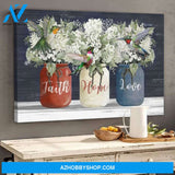 Flower Hummingbird Faith Hope Love Poster Canvas Wall Decor Visual Art