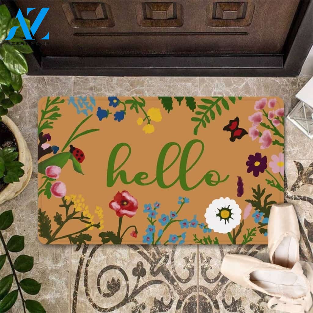 Flower Lover Gift - Hello Welcome Doormat Welcome Mat House Warming Gift Home Decor Funny Doormat Gift Idea