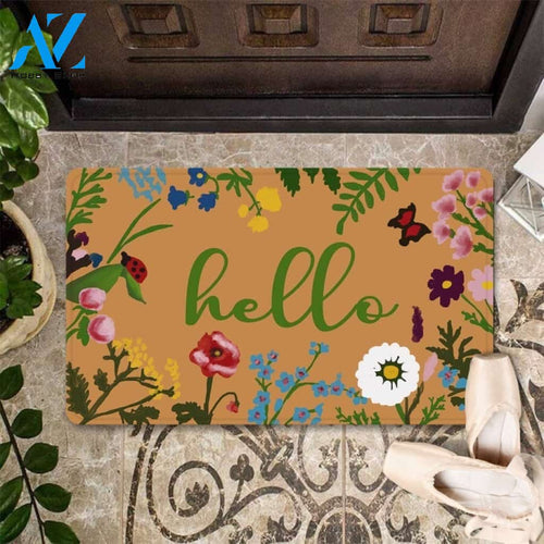 Flower Lover Gift - Hello Welcome Doormat Welcome Mat House Warming Gift Home Decor Funny Doormat Gift Idea
