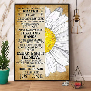 Flower Massage Therapist'S Prayer Let Me Rest In Peace Paper Poster No Frame Matte Canvas Wall Decor