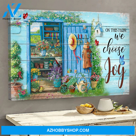 Flower On This Farm We Choose Joy Farm Butterfly Vintage Poster Canvas Wall Decor Visual Art