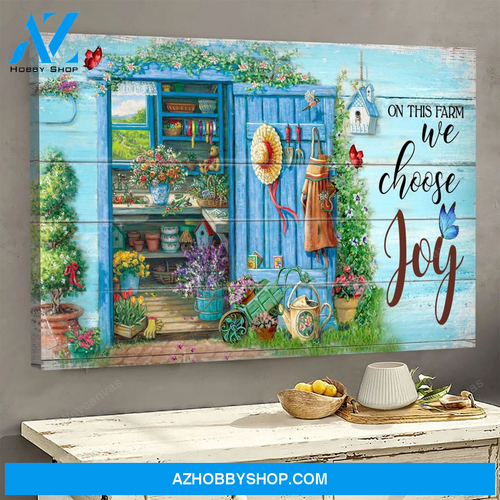 Flower On This Farm We Choose Joy Farm Butterfly Vintage Poster Canvas Wall Decor Visual Art