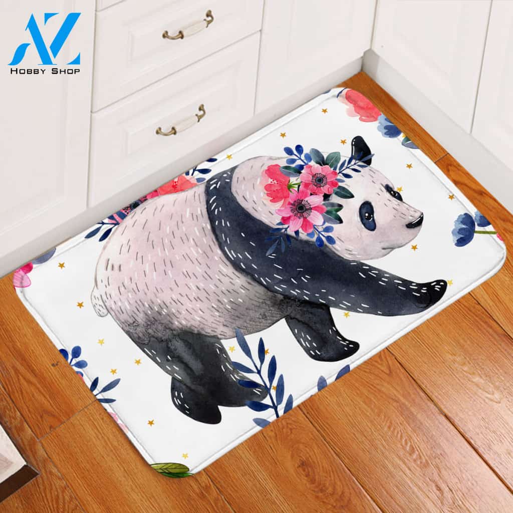 Flower Panda Door Mat