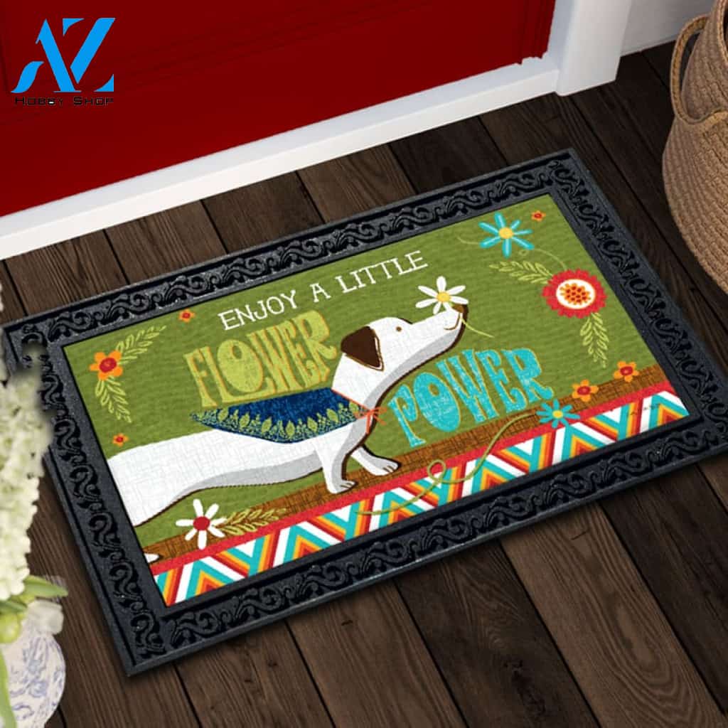 Flower Power Pup Doormat - 18" x 30"