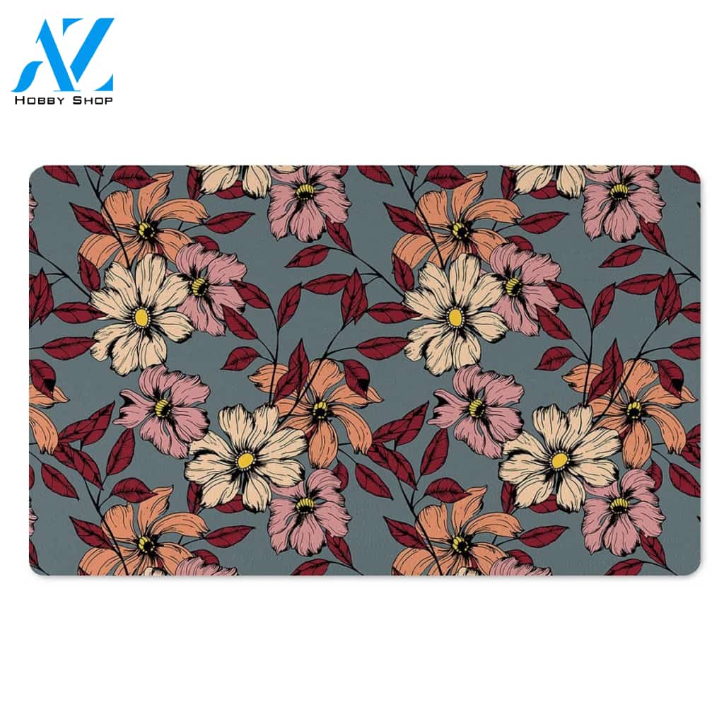 Flower Print Door Mat