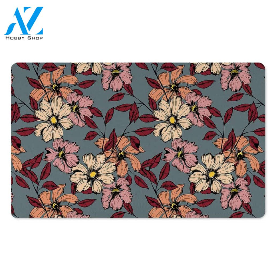 Flower Print Door Mat
