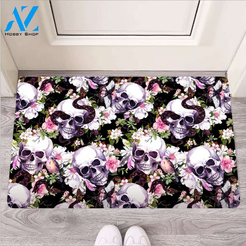 Flower Skull Door Mat