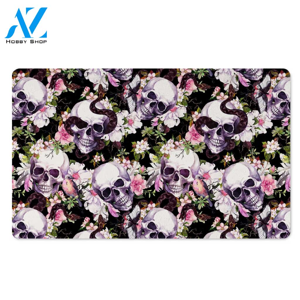 Flower Skull Door Mat