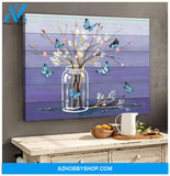 Zalooo Flowers Butterfly Purple Wall Art Canvas