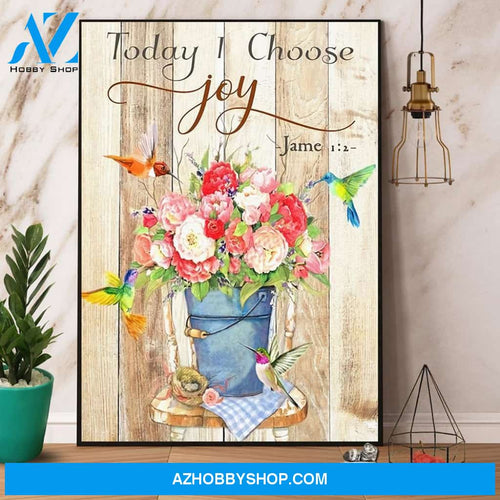 Flowers Pot Bird Today I Choose Joy Canvas And Poster, Wall Decor Visual Art