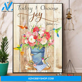 Flowers Pot Bird Today I Choose Joy Canvas And Poster, Wall Decor Visual Art
