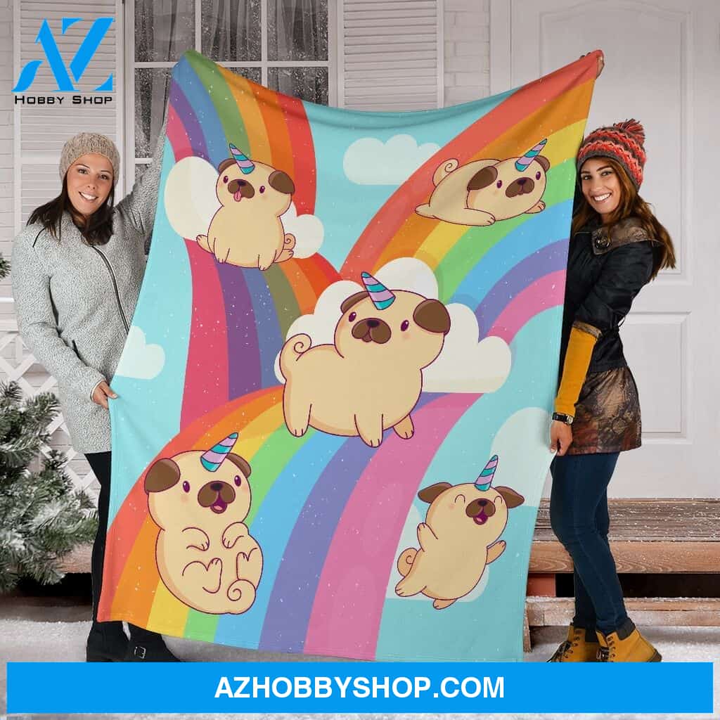 Fluffbest Gift Y Pugs Fleece Blanket