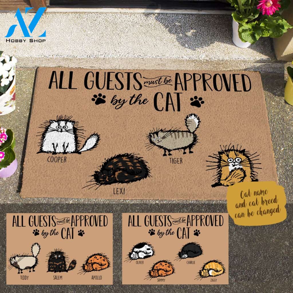 Fluffy Cat, All Guests Must Be Approved By The Cat Personalized Doormat HQ