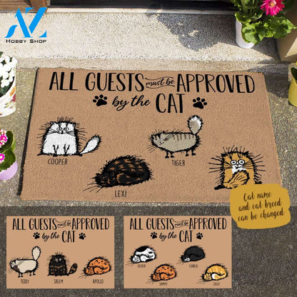 Fluffy Cat, All Guests Must Be Approved By The Cat Personalized Doormat HQ
