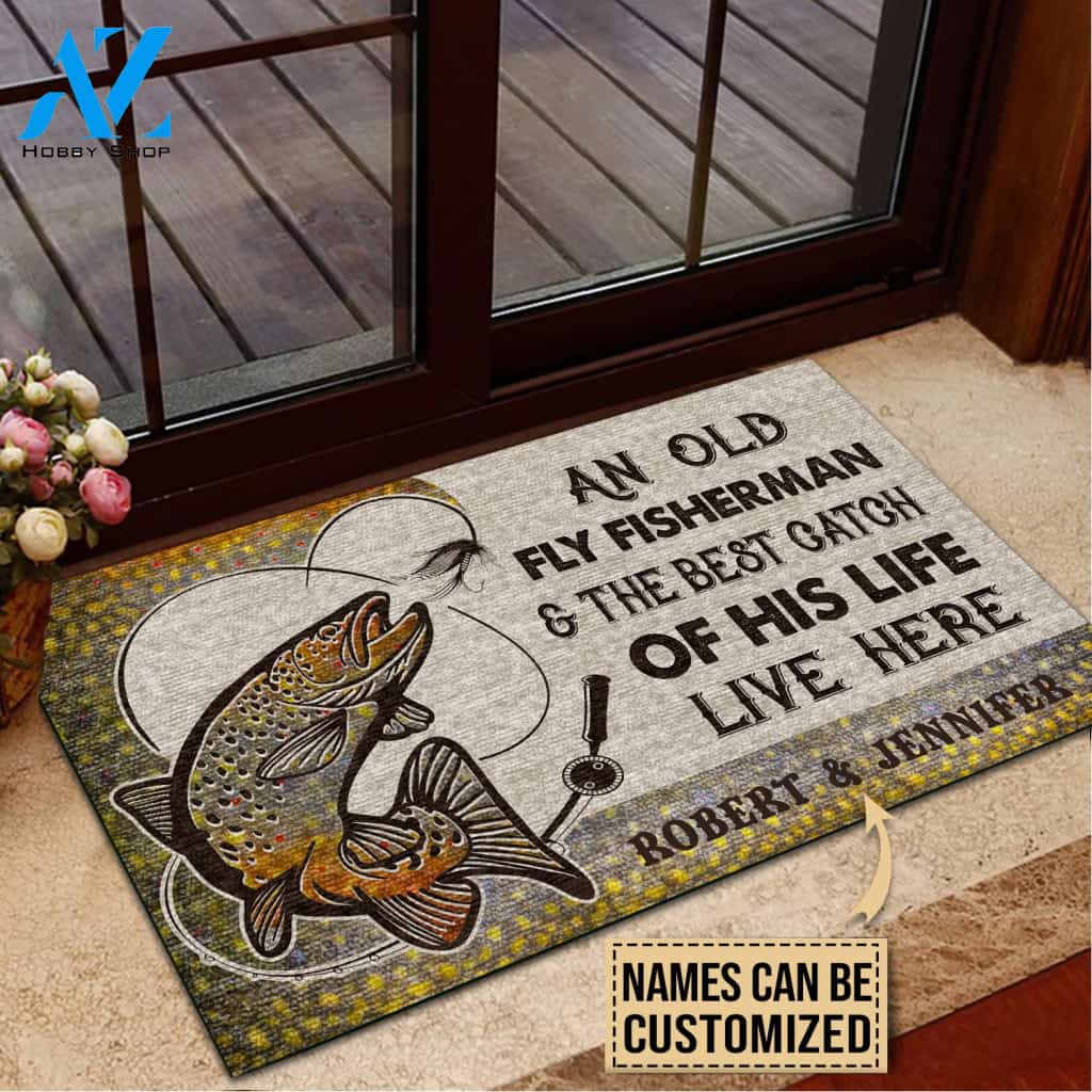 Fly Fishing Best Catch Of His Life Personalized Doormat | Welcome Mat | House Warming Gift