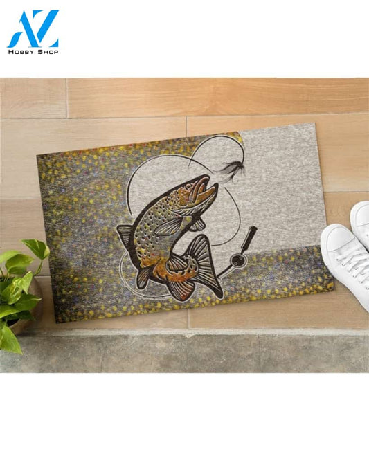 Personalized Name Family House Fly Fishing Vintage Indoor And Outdoor Doormat Warm House Gift Welcome Mat Birthday Gift For Fishing Lovers