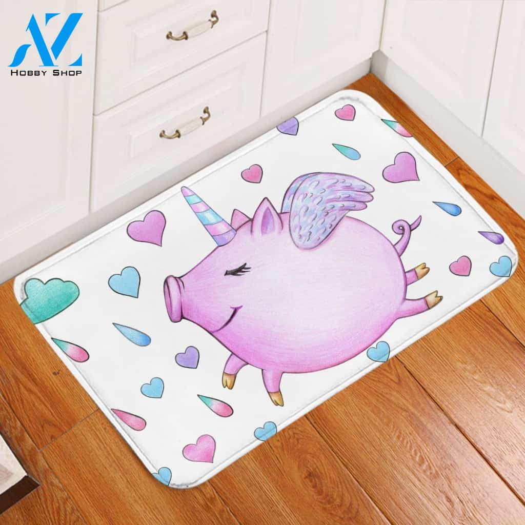 Flying Piggy Raindrop Patterns Printed Doormat Home Decor