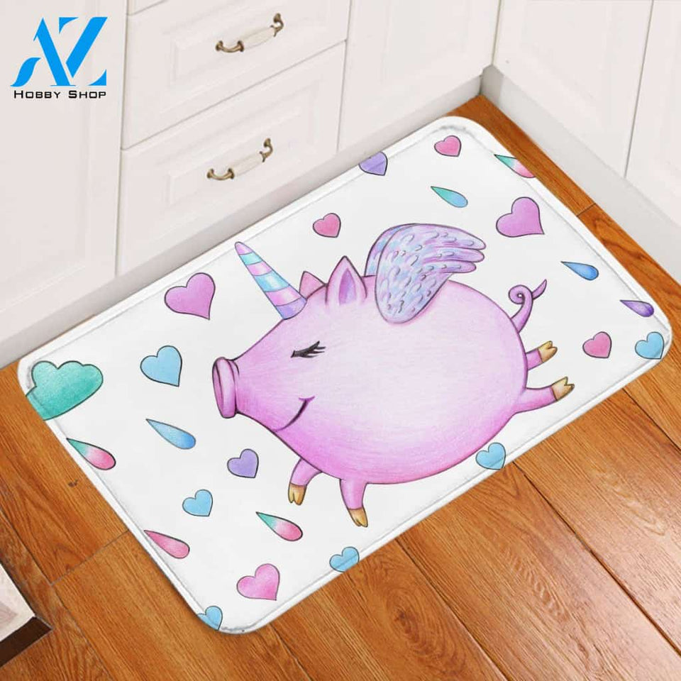 Flying Piggy Raindrop Patterns Printed Doormat Home Decor