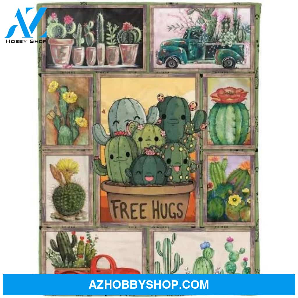 Fohgifts Cactus Fleece Blankets Cactus Free hugs Fleece Blankets Cactus Blankets