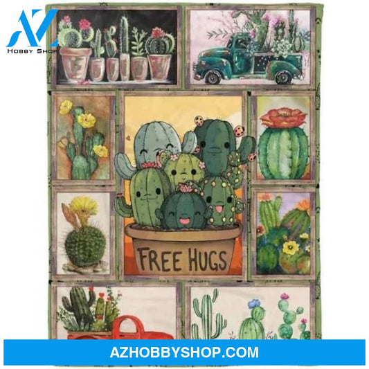 Fohgifts Cactus Fleece Blankets Cactus Free hugs Fleece Blankets Cactus Blankets