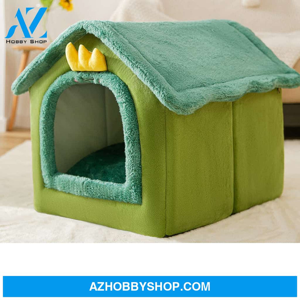 Foldable Dog House Pet Cat Bed Winter Villa Sleep Kennel Removable Nest Warm Enclosed Cave Sofa