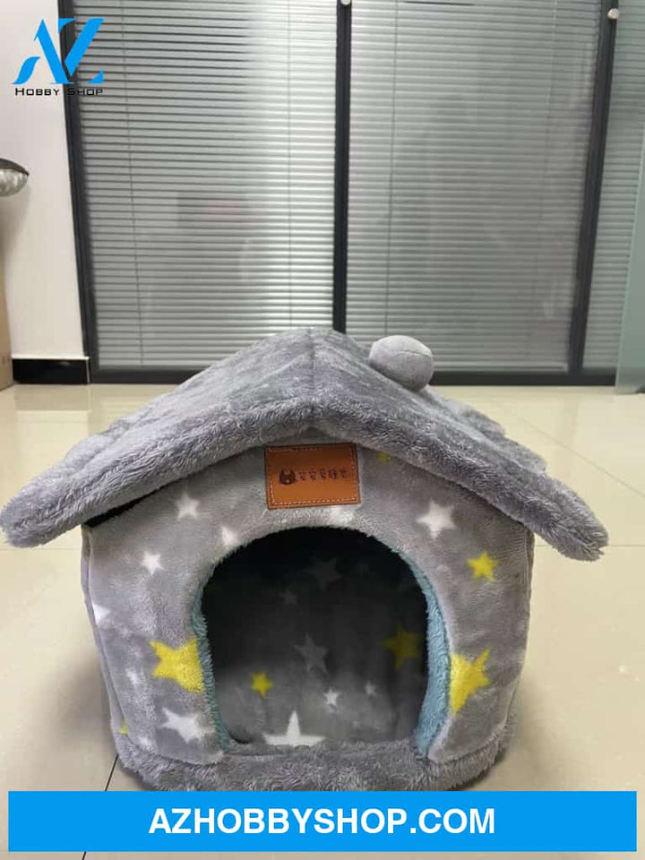 Foldable Dog House Pet Cat Bed Winter Villa Sleep Kennel Removable Nest Warm Enclosed Cave Sofa