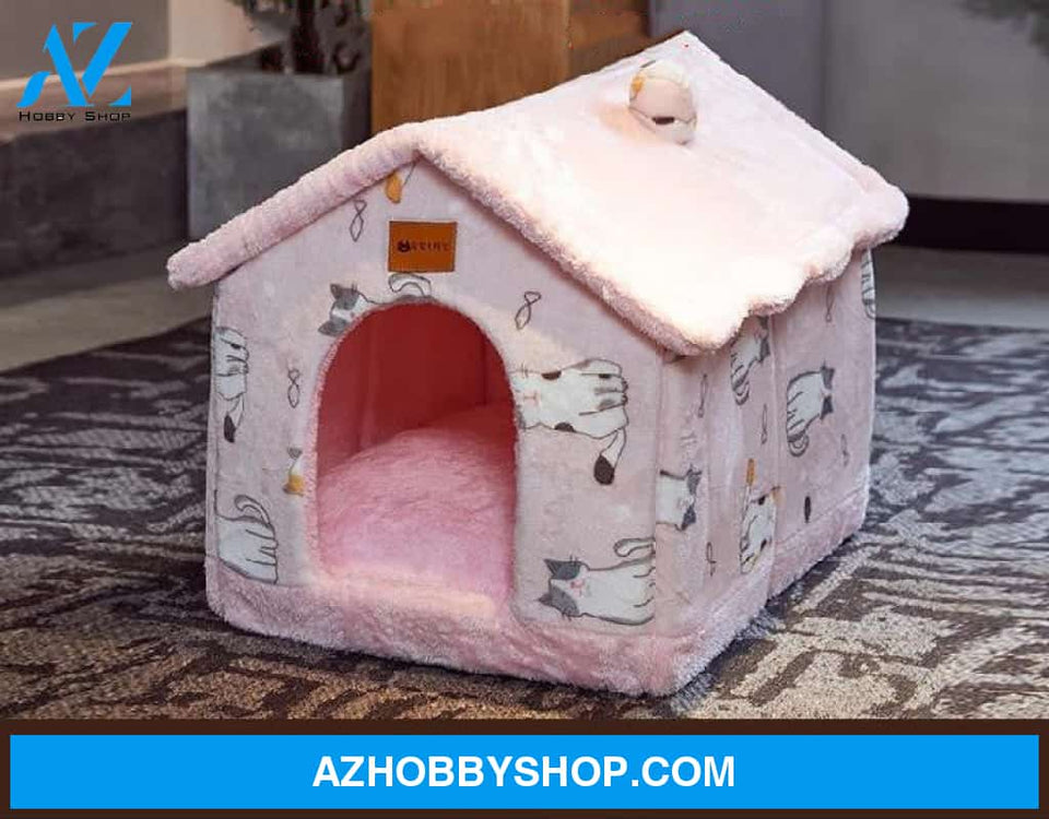 Foldable Dog House Pet Cat Bed Winter Villa Sleep Kennel Removable Nest Warm Enclosed Cave Sofa